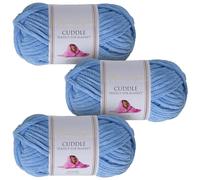 Utopia Crafts Cuddle - Filato morbido in ciniglia super grosso, per lavorare a maglia e uncinetto, 3 confezioni da 100 g (cielo)