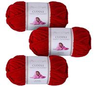 Utopia Crafts Cuddle - Filato morbido in ciniglia super grosso, per lavorare a maglia e uncinetto, 3 confezioni da 100 g (ciliegia)