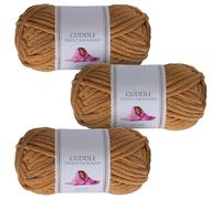 Utopia Crafts Cuddle - Filato morbido in ciniglia super grosso, per lavorare a maglia e uncinetto, 3 confezioni da 100 g (beige)