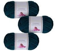 Utopia Crafts Cuddle - Filato morbido in ciniglia super grosso, per lavorare a maglia e uncinetto, 3 confezioni da 100 g, verde smeraldo