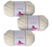 Utopia Crafts Cuddle - Filato morbido in ciniglia super grosso, per lavorare a maglia e uncinetto, 3 confezioni da 100 g (crema)
