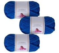 Utopia Crafts Cuddle - Filato morbido in ciniglia super grosso, per lavorare a maglia e uncinetto, 3 confezioni da 100 g (blu reale)