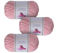 Utopia Crafts Cuddle - Filato morbido in ciniglia super grosso, per lavorare a maglia e uncinetto, 3 confezioni da 100 g (rosa tenue)