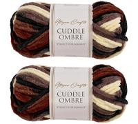 Utopia Crafts Cuddle Ombre - Filato morbido di ciniglia super grosso, per lavorare a maglia e uncinetto, 2 confezioni da 100 g (miscela cappuccino, 2 confezioni da 100 g)