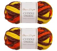 Utopia Crafts Cuddle Ombre - Filato morbido di ciniglia super grosso, per lavorare a maglia e uncinetto, 2 confezioni da 100 g (spezie autunnali, 2 confezioni da 100 g)