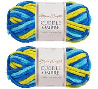 Utopia Crafts Cuddle Ombre - Filato morbido di ciniglia super grosso, per lavorare a maglia e uncinetto, 2 confezioni da 100 g (Ocean Sunrise, 2 confezioni da 100 g)