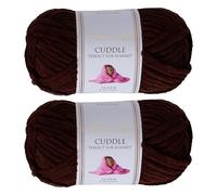 Utopia Crafts Cuddle Super Chunky Chenille Soft Yarn for Knitting and Crochet, 2x 100g - 60m (Brown)