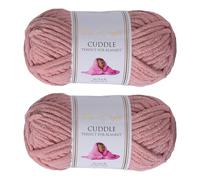 Utopia Crafts Cuddle Super Chunky Chenille Soft Yarn for Knitting and Crochet, 2x 100g - 60m (Dusty Pink)
