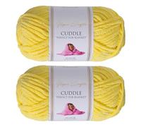 Utopia Crafts Cuddle Super Chunky Chenille Soft Yarn for Knitting and Crochet, 2x 100g - 60m (Lemon)