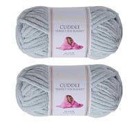 Utopia Crafts Cuddle Super Chunky Chenille Soft Yarn for Knitting and Crochet, 2x 100g - 60m (Light Grey)