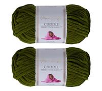 Utopia Crafts Cuddle Super Chunky Chenille Soft Yarn for Knitting and Crochet, 2x 100g - 60m (Olive Green)
