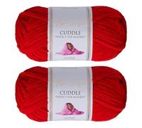 Utopia Crafts Cuddle Super Chunky Chenille Soft Yarn for Knitting and Crochet, 2x 100g - 60m (Red)