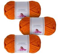 Utopia Crafts Cuddle Super Chunky Chenille Soft Yarn for Knitting and Crochet, 3x 100g - 60m (Pumpkin Orange)