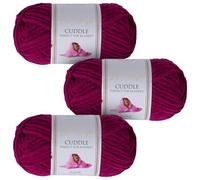 Utopia Crafts Cuddle Super Chunky Chenille Soft Yarn for Knitting and Crochet, 3x 100g - 60m (Purple)