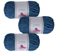 Utopia Crafts Cuddle Super Chunky Chenille Soft Yarn for Knitting and Crochet, 3x 100g - 60m (Saxe Blue)
