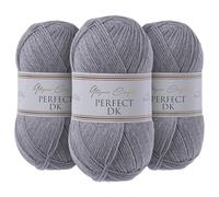 Utopia Crafts DK - Filato doppio per lavoro a maglia, 3 x 100 g (grigio chiaro erica)