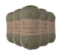 Utopia Crafts Filato di cotone per maglieria, 5 x 100 g (Olive Haze)
