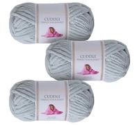 Utopia Crafts Filato Grosso in Ciniglia per Uncinetto e Ferri - Gomitolo da 100 g - 60 m - Light Grey - Filo Chunky Morbido e Facile da Lavorare - Lavabile in Lavatrice - Confezione da 3