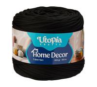 Utopia Crafts Home Decor Fettuccia per Uncinetto, 300g Filo T-Shirt Spesso Morbido Elastico per Cestini Borse Tappeti, Filo Tessuto per Principianti, Decorazione Casa, Macramè (Nero Intenso)