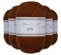 Utopia Crafts JOY DK, 5 gomitoli di filato acrilico da 50 g (250 g), lana per uncinetto e maglia, morbida lana per lavorare a maglia (castano)