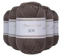 Utopia Crafts JOY DK, 5 gomitoli di filato acrilico da 50 g (250 g), lana per uncinetto e maglia, morbida lana per lavorare a maglia (marrone fungo)