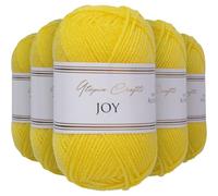 Utopia Crafts JOY DK, 5 gomitoli di filato acrilico da 50 g (250 g), lana per uncinetto e maglia, morbida lana per lavorare a maglia (giallo sole)
