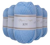 Utopia Crafts JOY DK, 5 gomitoli di filato acrilico da 50 g (250 g), lana per uncinetto e maglia, morbida lana per lavorare a maglia (celeste)