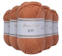 Utopia Crafts JOY DK, 5 gomitoli di filato acrilico da 50 g (250 g), lana per uncinetto e maglia, morbida lana per lavorare a maglia (terracotta)