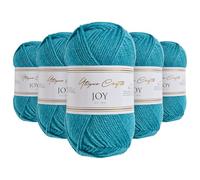 Utopia Crafts JOY DK Fil à tricoter 5 x 50 g, 100% acrylique, bleu sarcelle
