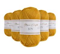 Utopia Crafts JOY DK Fil à tricoter 5 x 50 g, 100% acrylique, jaune moutarde