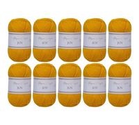 Utopia Crafts JOY - Filato per lavorare a maglia e all'uncinetto, morbido, facile da pulire, 100% poliacrilico, 10 gomitoli da 50 g, 150 m (ocra)