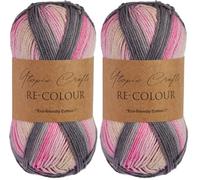 Utopia Crafts Re-Colour - Filato per lavori a maglia e uncinetto, 100 g, colore: grigio (Confezione da 2)