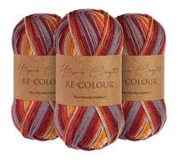 Utopia Crafts Re-Colour Ombre - Gomitolo di filato per lavori a maglia e uncinetto, 3 confezioni da 100 g (braci rust