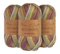 Utopia Crafts Re-Colour Ombre - Gomitolo di filato per lavoro a maglia e uncinetto, 3 confezioni da 100 g (Autumn Forest
