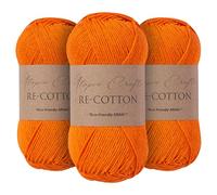 Utopia Crafts Re-Cotton - Filato per lavoro a maglia, 3 pezzi, 100 g (arancione zucca)