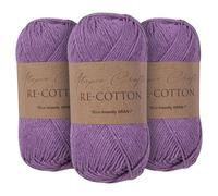 Utopia Crafts Re-Cotton - Filato per lavoro a maglia, 3 pezzi, 100 g (viola chiaro)