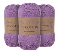 Utopia Crafts Re-Cotton - Filato per lavoro a maglia, 3 pezzi, 100 g (viola viola)
