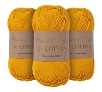 Utopia Crafts Re-Cotton - Filato per maglieria, 3 pezzi, 100 g (giallo arancione)