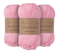 Utopia Crafts Re-Cotton - Filato per maglieria, 3 pezzi, 100 g (rosa chiaro)