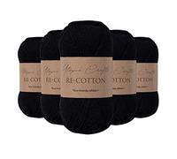 Utopia Crafts Re-Cotton - Filato per maglieria, 5 x 100 g, colore: Nero