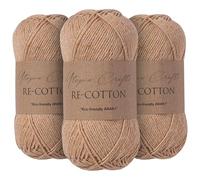 Utopia Crafts Re-Cotton - Gomitolo di filato per lavori a maglia, 3 pezzi, 100 g, colore: tortora