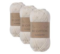Utopia Crafts Re-Cotton Knitting Yarn, 100g Cream (Confezione da 3)