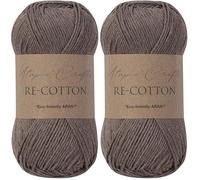 Utopia Crafts Re-Cotton Knitting Yarn, 100g Roman Coffee (Confezione da 2)
