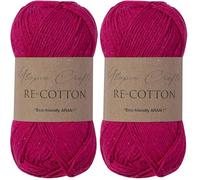 Utopia Crafts Re-Cotton Knitting Yarn, 100g Rose Red (Confezione da 2)