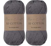 Utopia Crafts Re-Cotton Knitting Yarn, 100g Storm Grey (Confezione da 2)