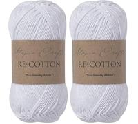Utopia Crafts Re-Cotton Knitting Yarn, 100g White (Confezione da 2)