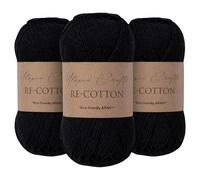 Utopia Crafts Re-Cotton Knitting Yarn, 3x 100g (Black)
