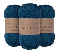 Utopia Crafts Re-Cotton Knitting Yarn, 3x 100g (Blue Whale)
