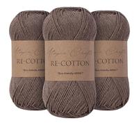 Utopia Crafts Re-Cotton Knitting Yarn, 3x 100g (Roman Coffee)