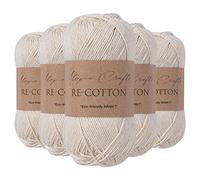 Utopia Crafts Ri-Cotton - Filato per maglieria, 5 x 100 g (crema)